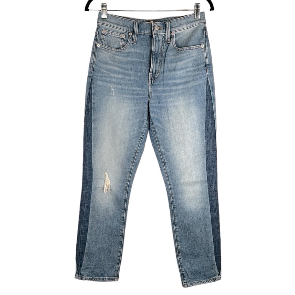 Madewell The‎ High Rise Slim Boyjean Light Wash Skinny Distressed Jeans Size 25